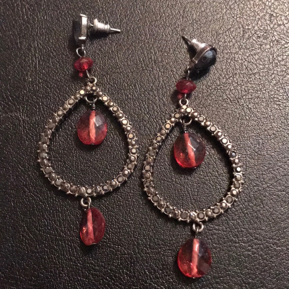 Vintage Cranberry glass earrings